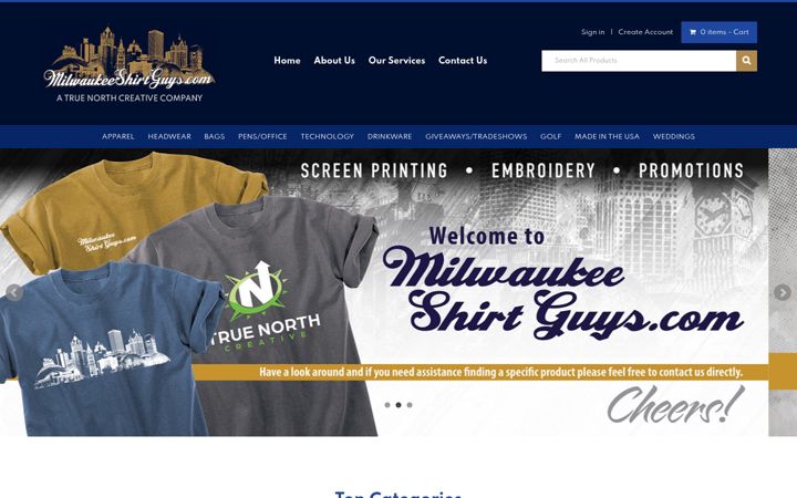 Screenshot of milwaukeeshirtguys.com