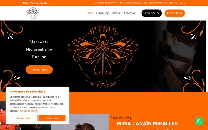 Screenshot of mimaink.com