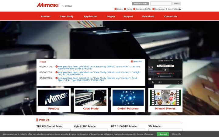 Screenshot of mimaki.com