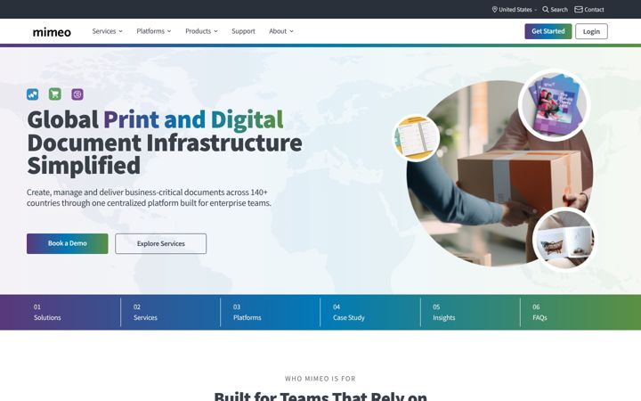 Kuvakaappaus sivustosta mimeo.com