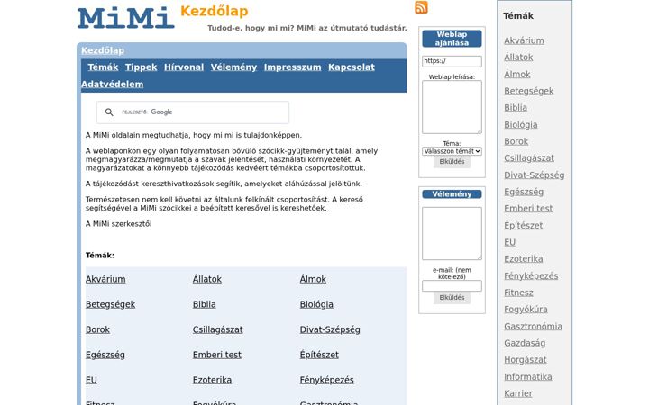 Ekrānuzņēmums no mimi.hu