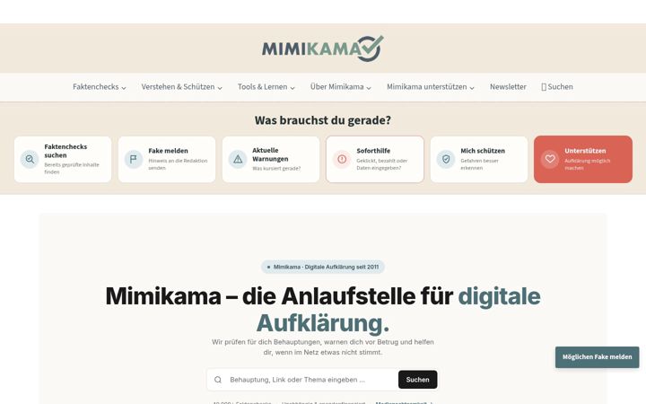 Captura de pantalla de mimikama.org