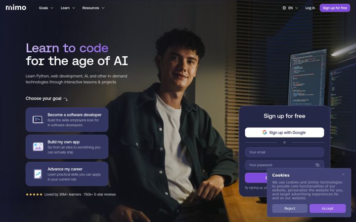 Screenshot of mimo.org
