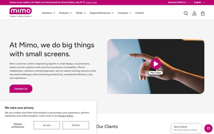 Screenshot of mimomonitors.com