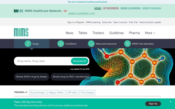 Screenshot of mims.co.uk