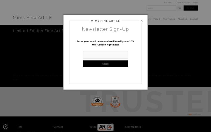 Screenshot of mimsfineartlimited.com
