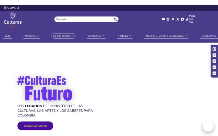 Screenshot of mincultura.gov.co