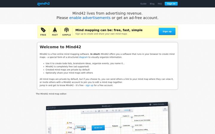 Screenshot of mind42.com