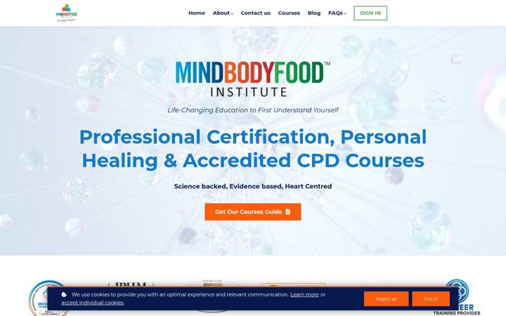 Screenshot of mindbodyfoodinstitute.com