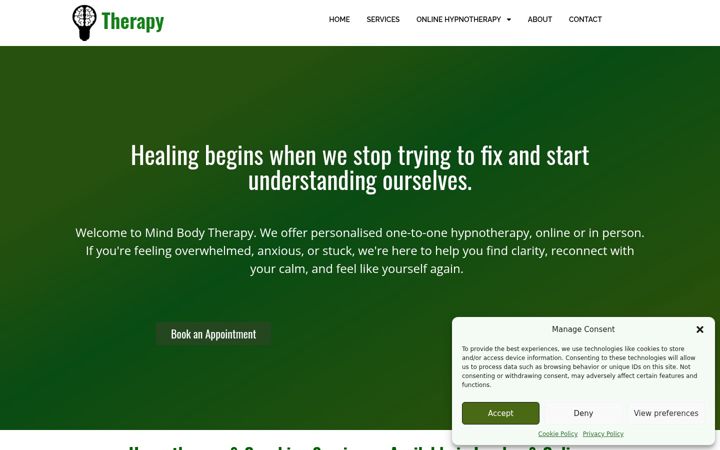 Screenshot of mindbodytherapyonline.com