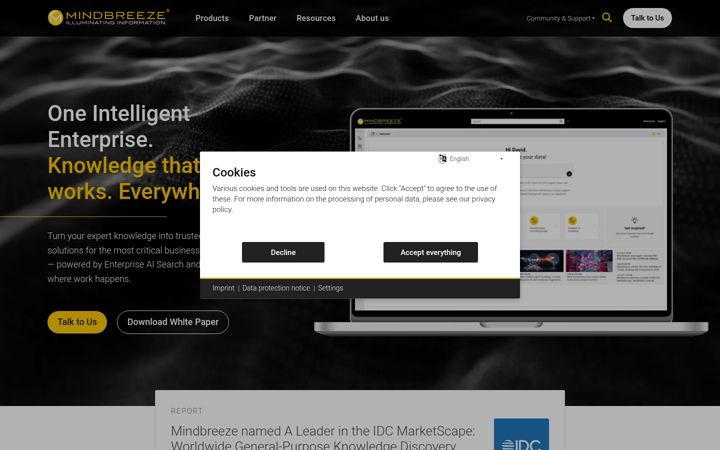 Screenshot of mindbreeze.com