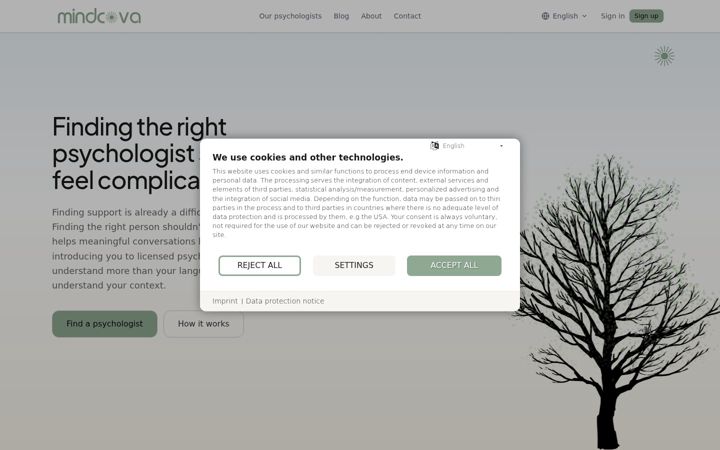 Screenshot of mindcova.com