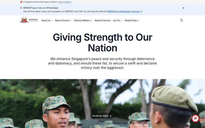 Screenshot of mindef.gov.sg