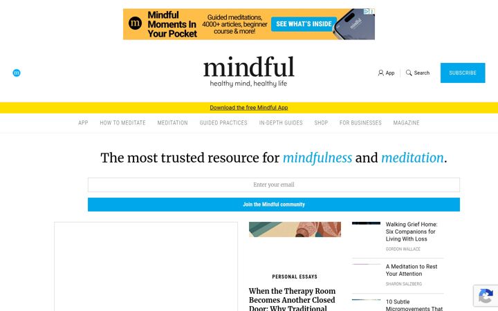 Screenshot van mindful.org