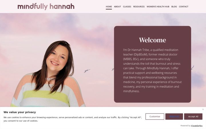 Screenshot of mindfullyhannah.com