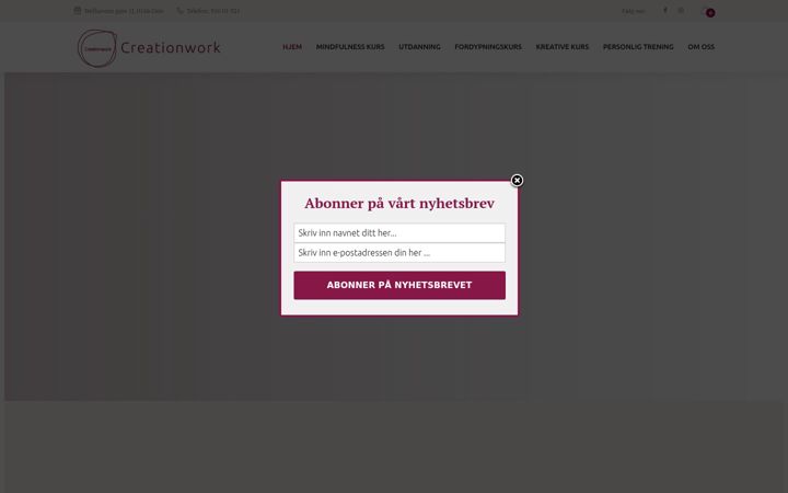 Screenshot of mindfulness-creationwork.no