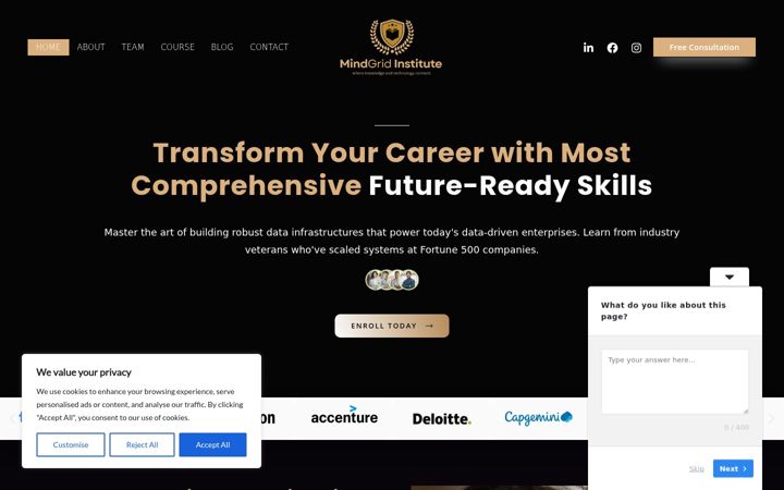 Screenshot of mindgridacademy.com