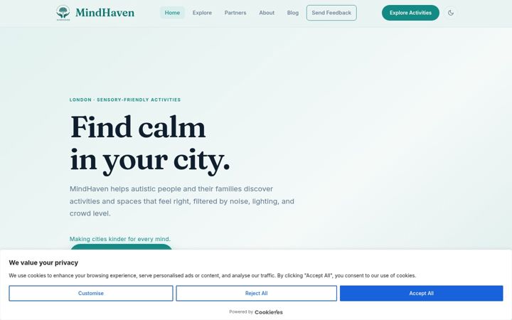 Screenshot of mindhavenuk.com