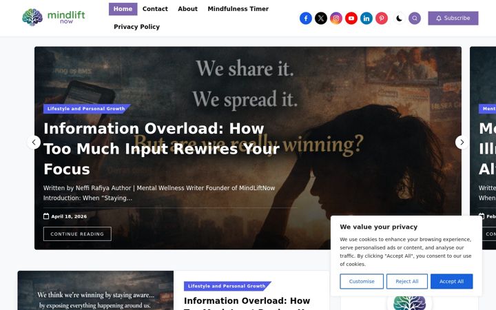Screenshot of mindliftnow.com