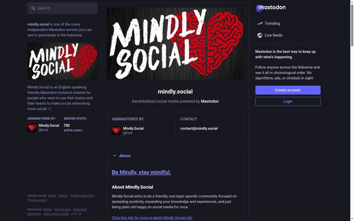 Screenshot of mindly.social