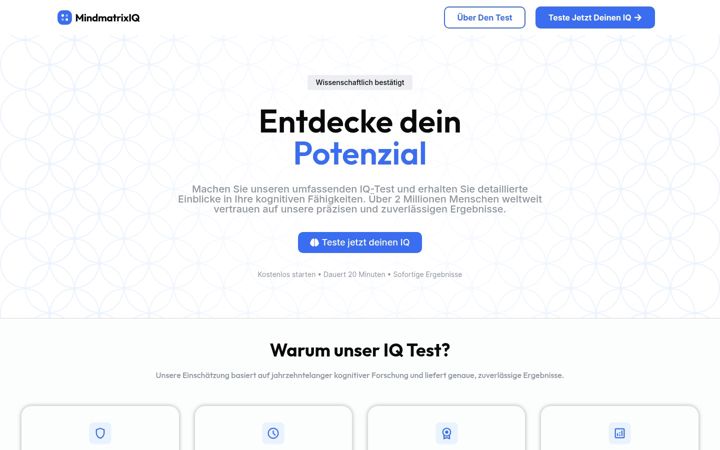 Screenshot of mindmatrixiq.com
