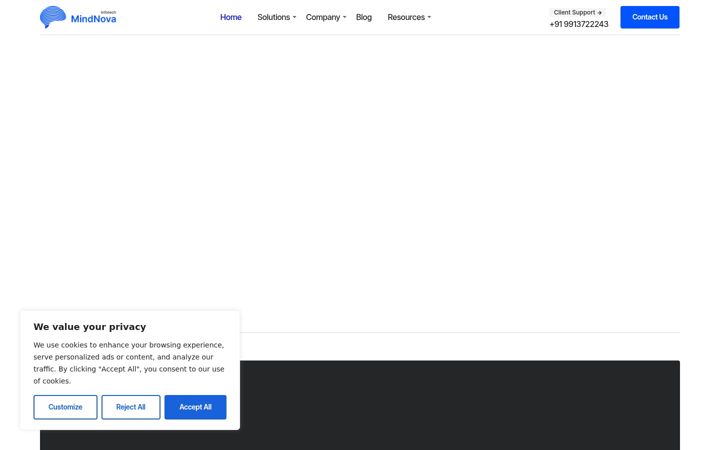 Screenshot of mindnovainfotech.com