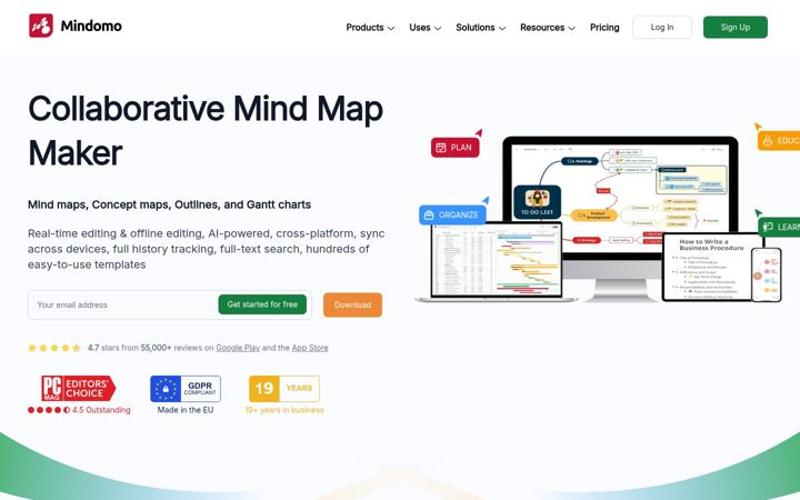 Екранна снимка на mindomo.com