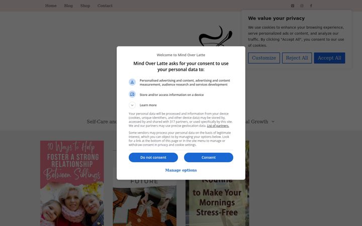 Screenshot of mindoverlatte.com