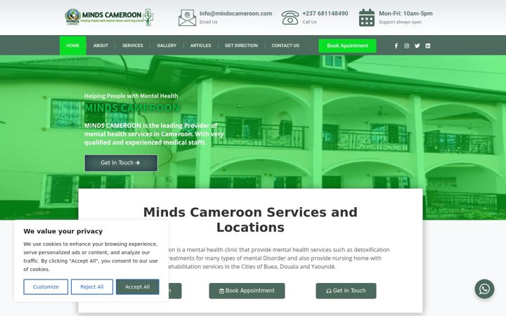 Screenshot of mindscameroon.com
