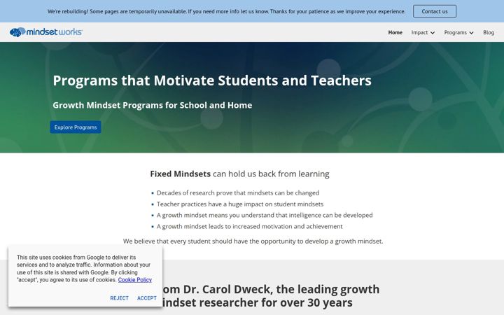 Screenshot of mindsetworks.com