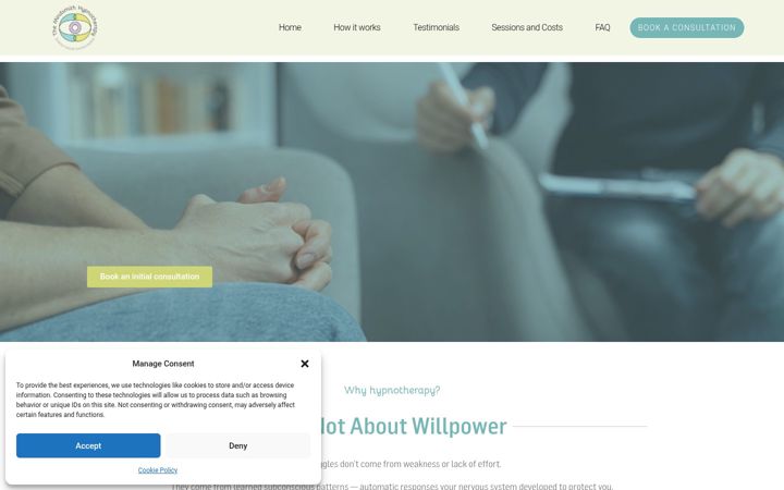 Screenshot of mindsmithhypno.com
