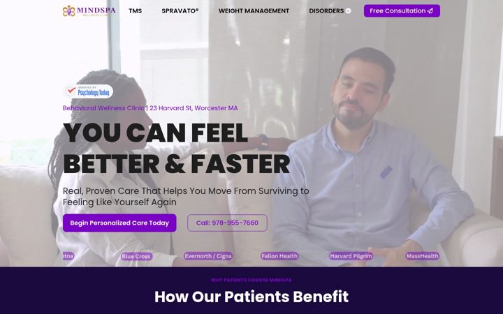 Screenshot of mindspawellnessclinic.com