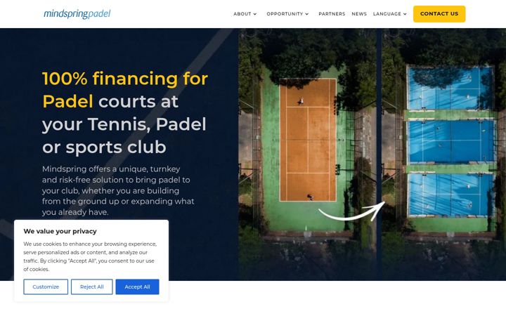 Screenshot of mindspringpadel.com