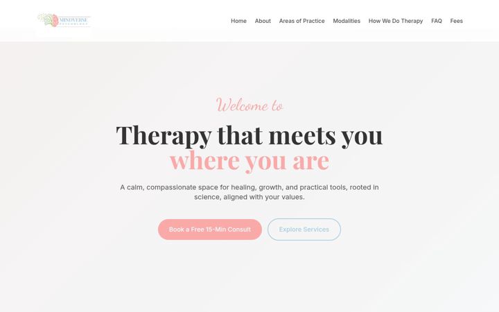 Screenshot of mindversepsychology.com