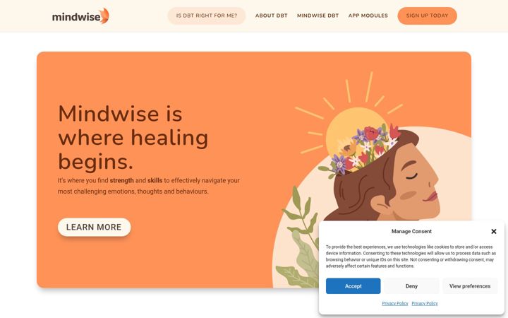 Screenshot of mindwisedbt.com