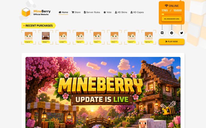Screenshot of mineberry.org