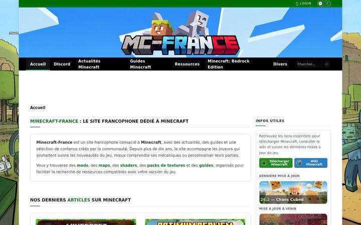 Screenshot of minecraft-france.fr