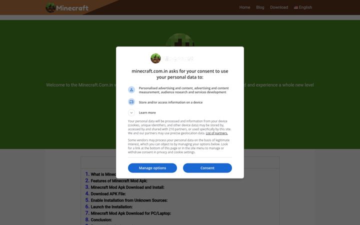 Screenshot of minecraft.com.in
