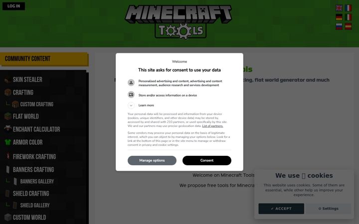Screenshot of minecraft.tools