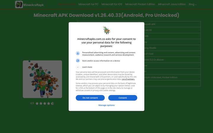 Screenshot of minecraftapks.com.co