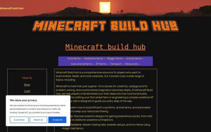 Screenshot of minecraftbuildhub.com