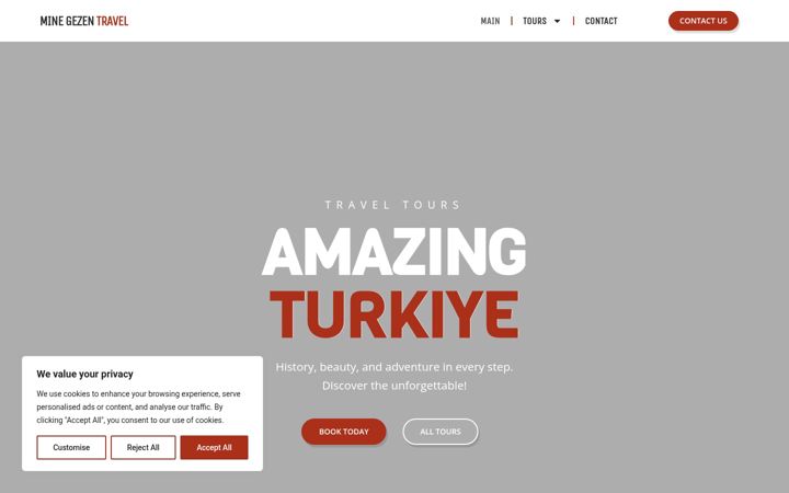 Screenshot of minegezentravel.com