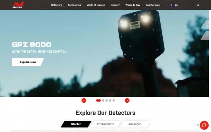 Screenshot of minelab.com