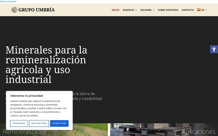 Screenshot of mineralesagricolas.com