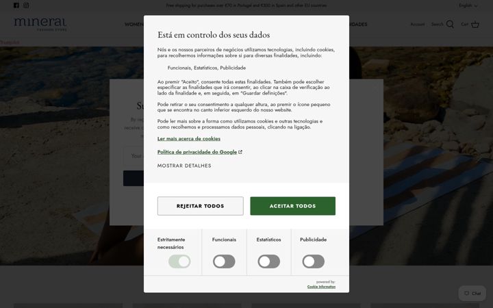 Screenshot of mineralfashionstore.com