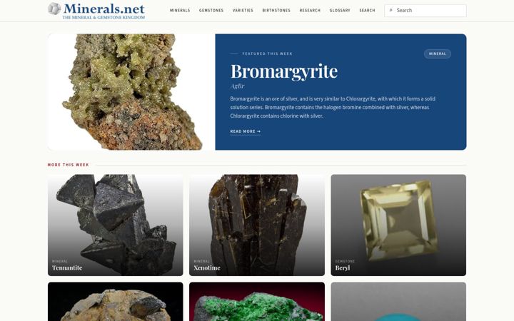 Screenshot of minerals.net