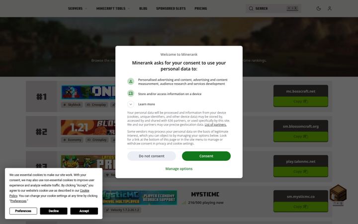 Screenshot of minerank.com