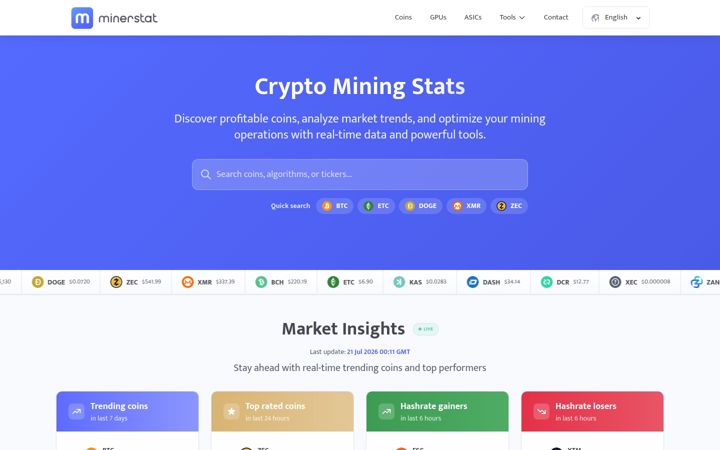 Screenshot of minerstat.com
