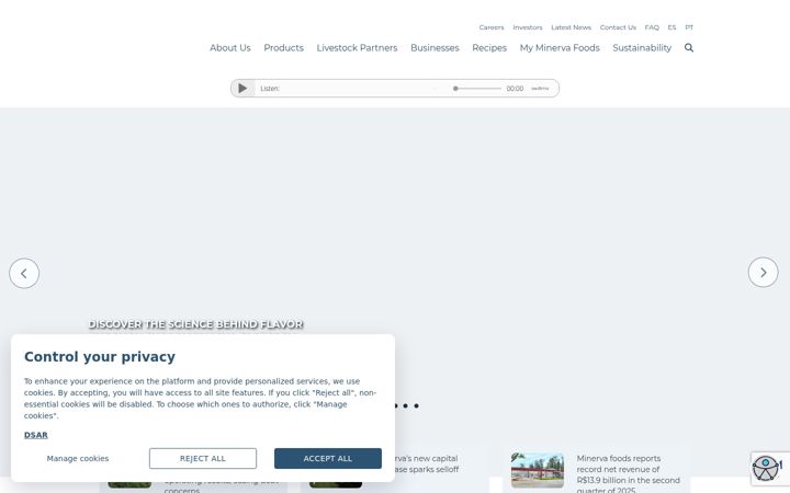 Screenshot of minervafoods.com