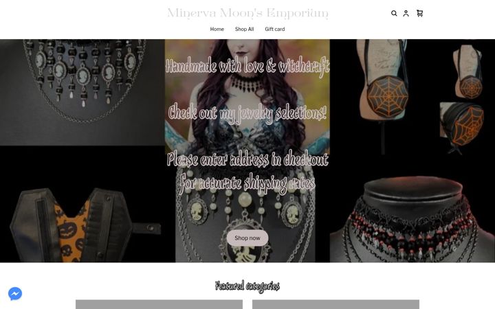 Screenshot of minervamoonsemporium.com